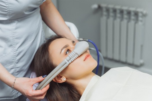 A woman getting nitrous oxide near Santa Clara